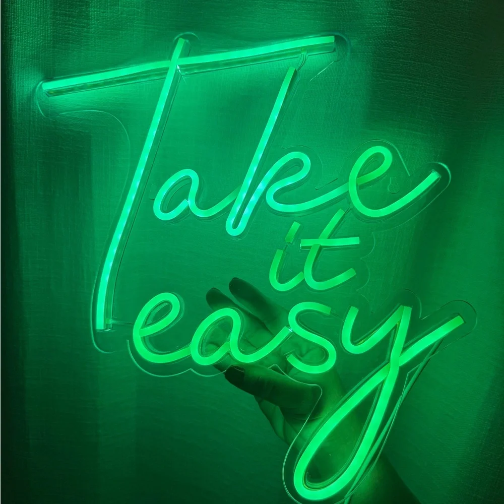Green Neon 'Take it Easy' Sign